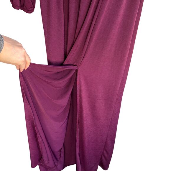 Iris Maroon Red Maxi Semi-Formal Long Dress Size 1X Maxi V-Neck Stretch XL - Picture 6 of 9
